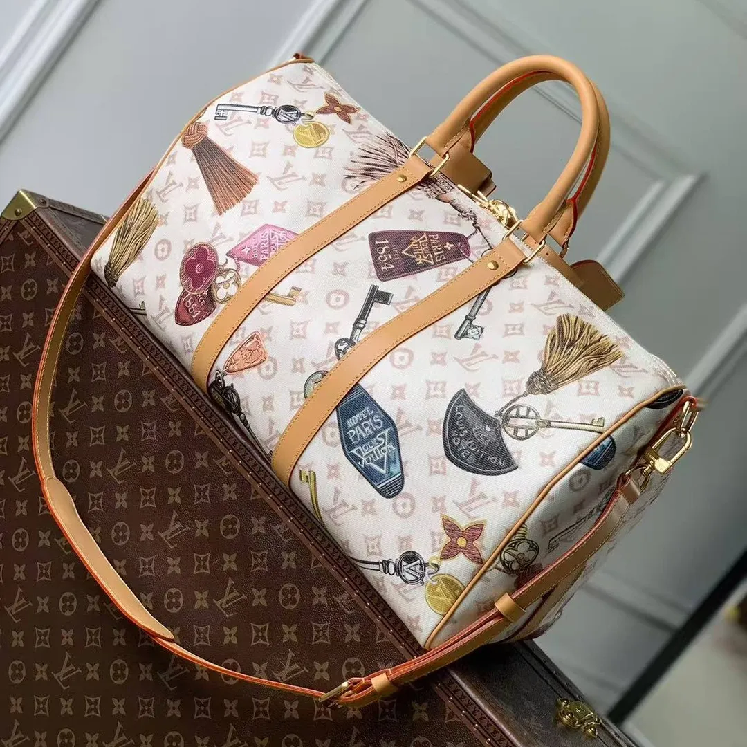 M28780 Keepall Bandoulière 45 Monogram Dune Coated Canvas