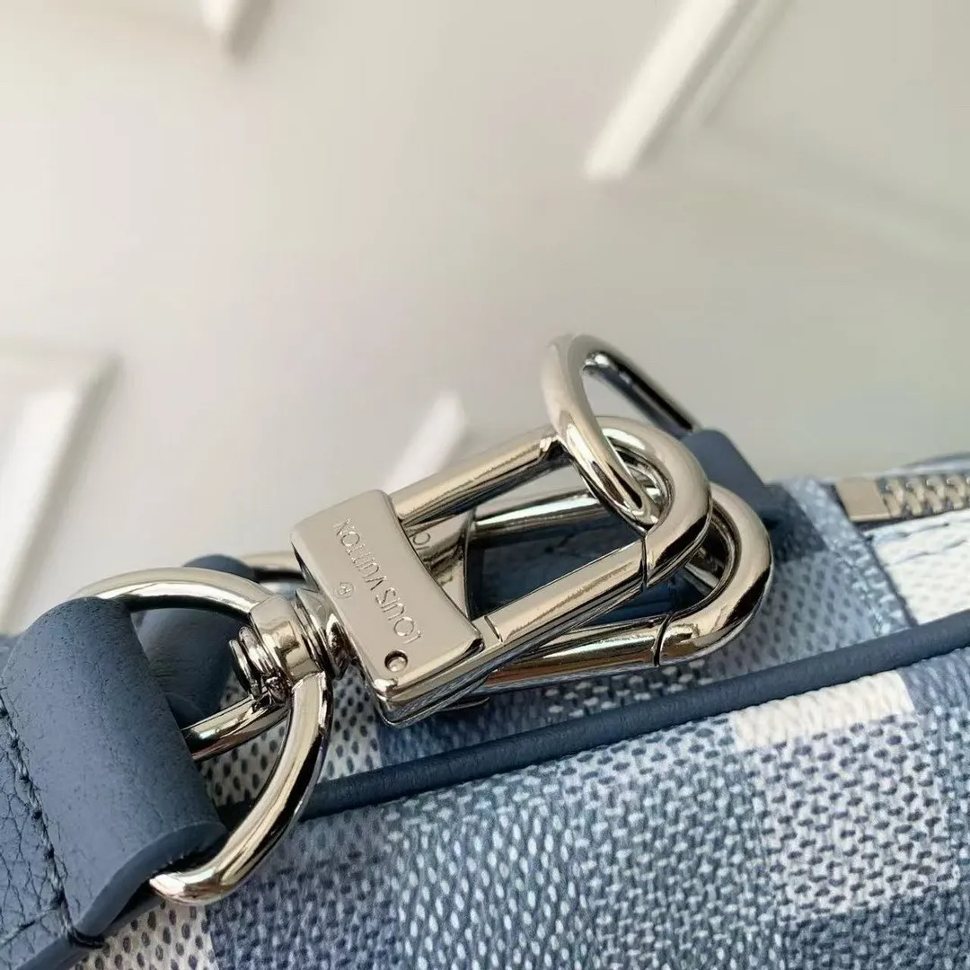 M28606 Nil Messenger Bag Indigo Blue Damoflage Coated Canvas Handbags