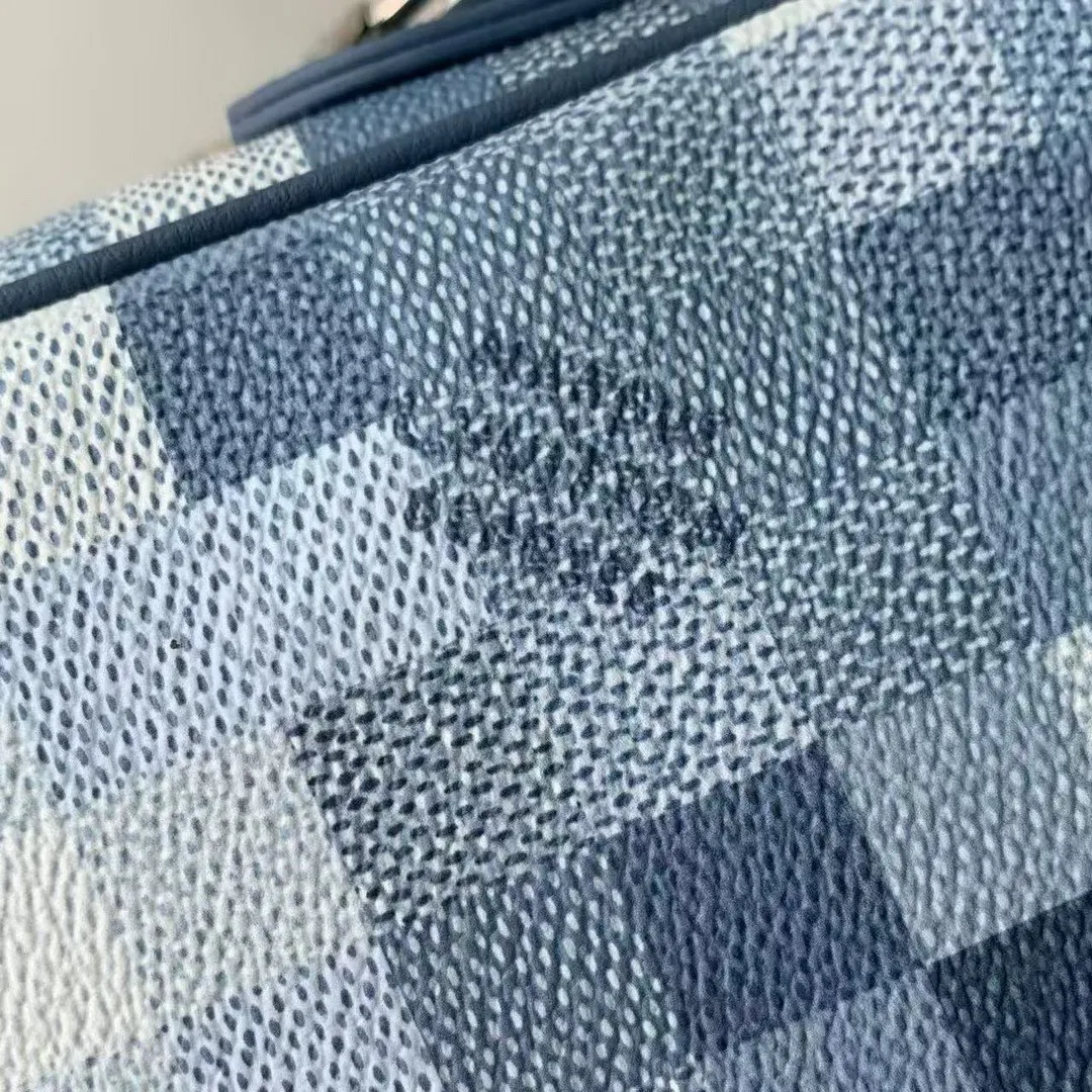 M28606 Nil Messenger Bag Indigo Blue Damoflage Coated Canvas Handbags