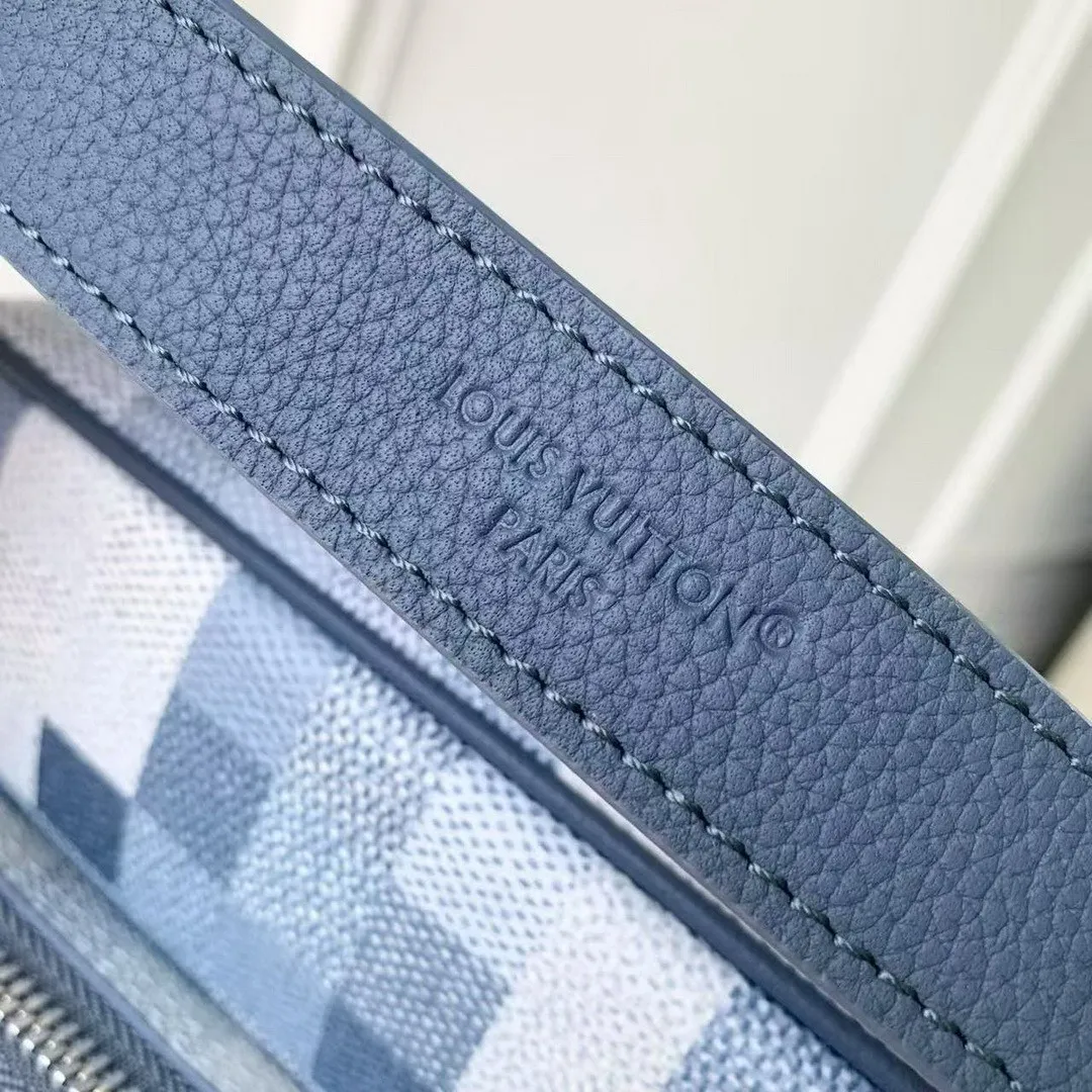 M28606 Nil Messenger Bag Indigo Blue Damoflage Coated Canvas Handbags