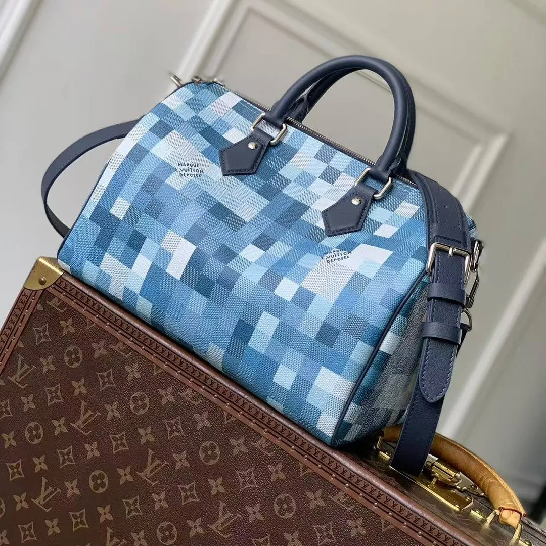 M28978 Speedy 30 Bandoulière Bag Indigo Blue Damoflage Coated Canvas Handbags