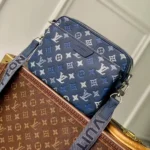 M28618 Trio Messenger Bag Navy Blue Monogram Shadow Calfskin Leather Handbags - M28617 1 M28618 Trio Messenger Bag Navy Blue Monogram Shadow Calfskin Leather Handbags