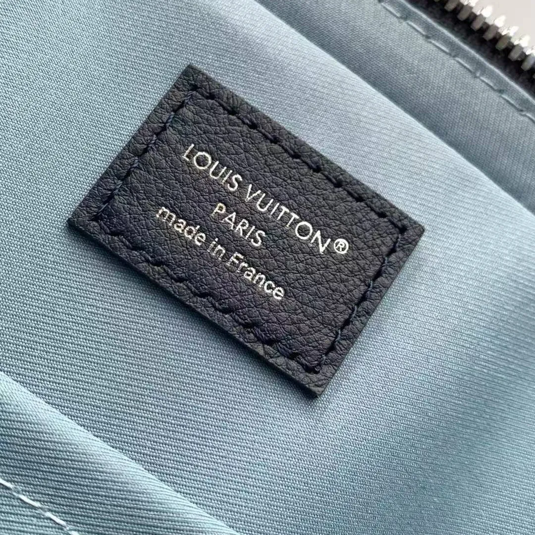 M28618 Trio Messenger Bag Navy Blue Monogram Shadow Calfskin Leather Handbags