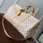 N40909 Keepall Bandoulière 45 Banana Yellow Damier Azur Coated Canvas - M27172 1 N40909 Keepall Bandoulière 45 Banana Yellow Damier Azur Coated Canvas