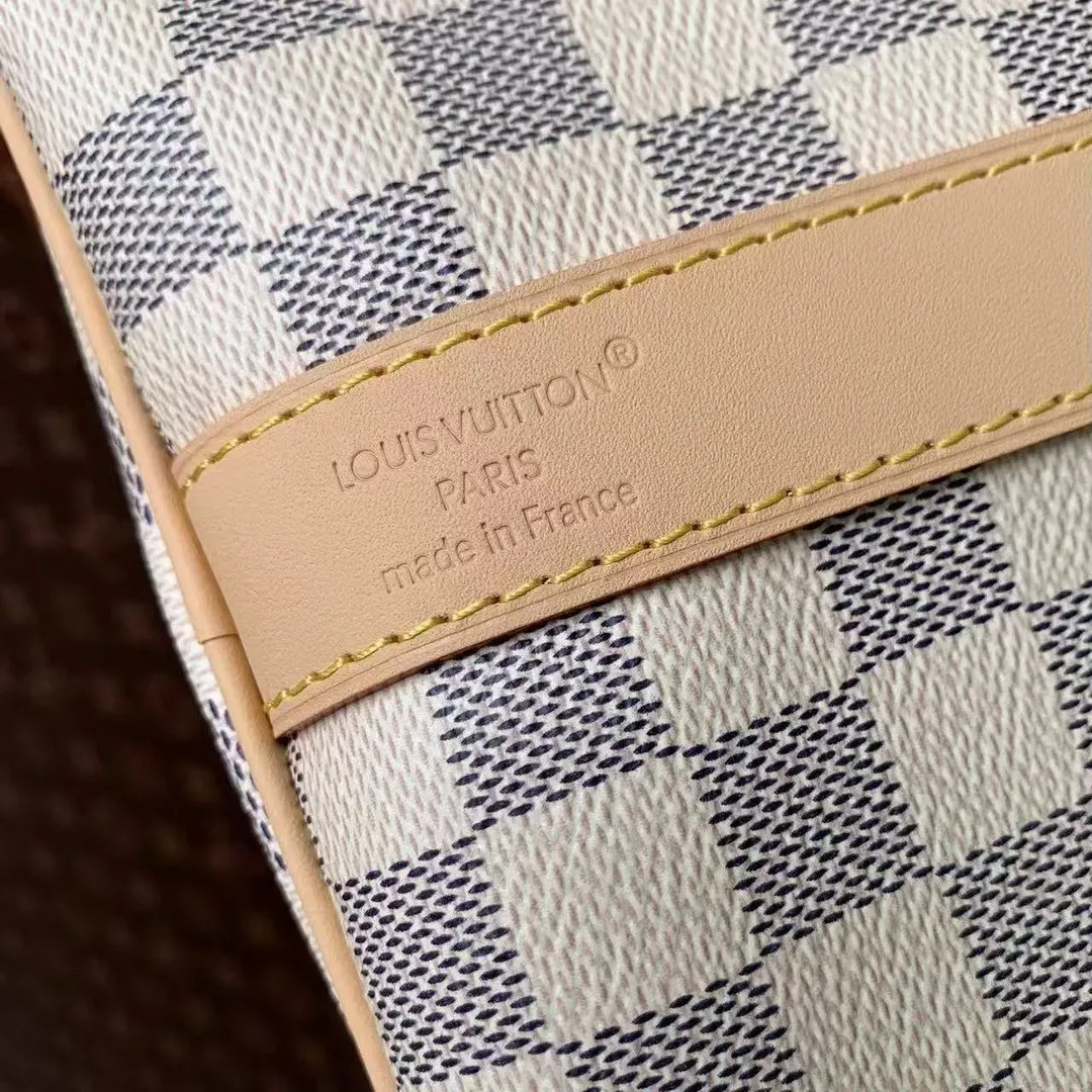 N40909 Keepall Bandoulière 45 Banana Yellow Damier Azur Coated Canvas