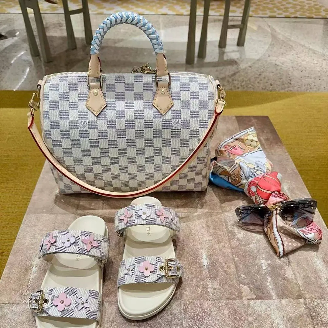 N40908 Speedy 30 Soft Bleu Olympe Damier Azur Coated Canvas