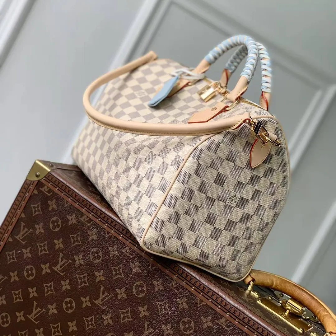 N40908 Speedy 30 Soft Bleu Olympe Damier Azur Coated Canvas