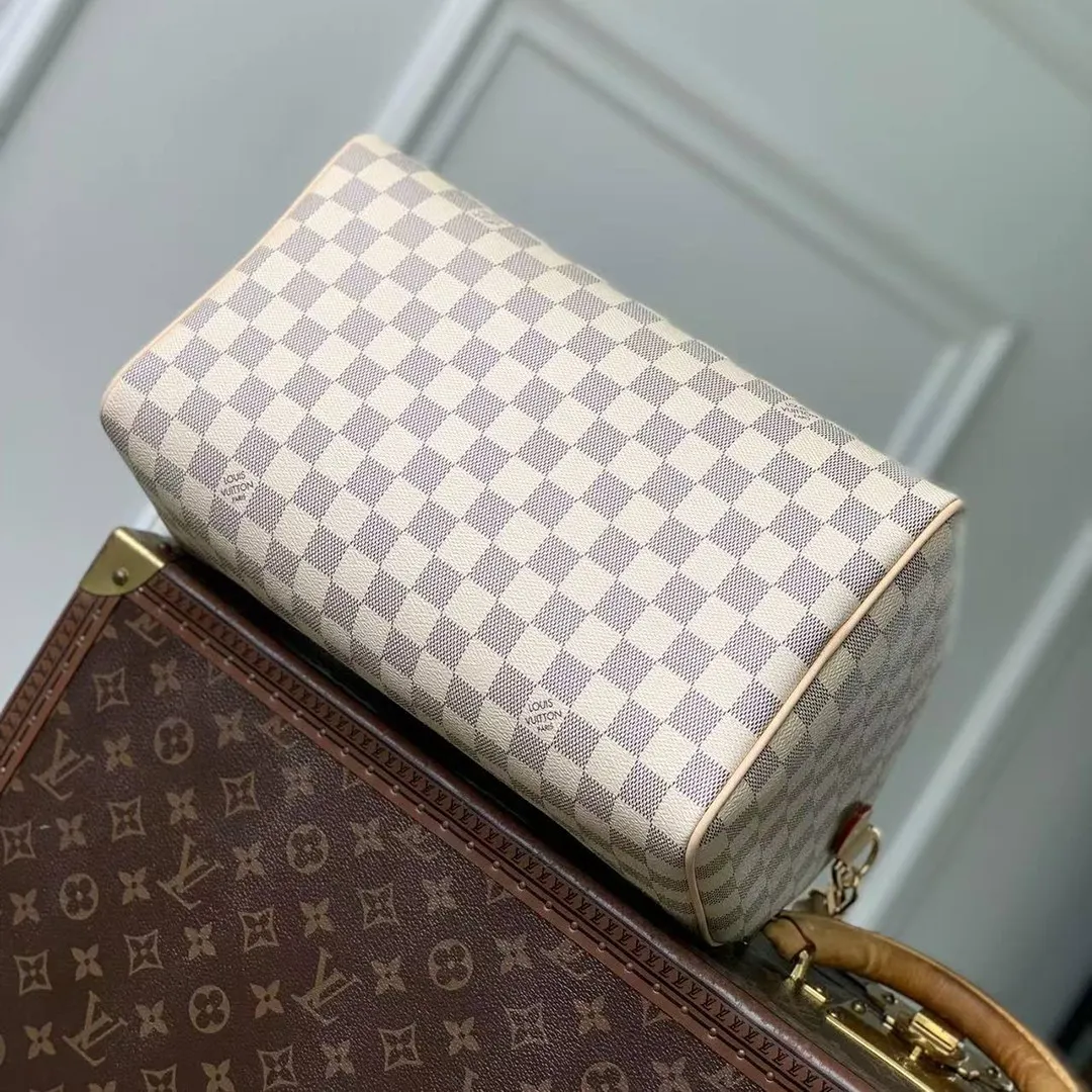 N40908 Speedy 30 Soft Bleu Olympe Damier Azur Coated Canvas