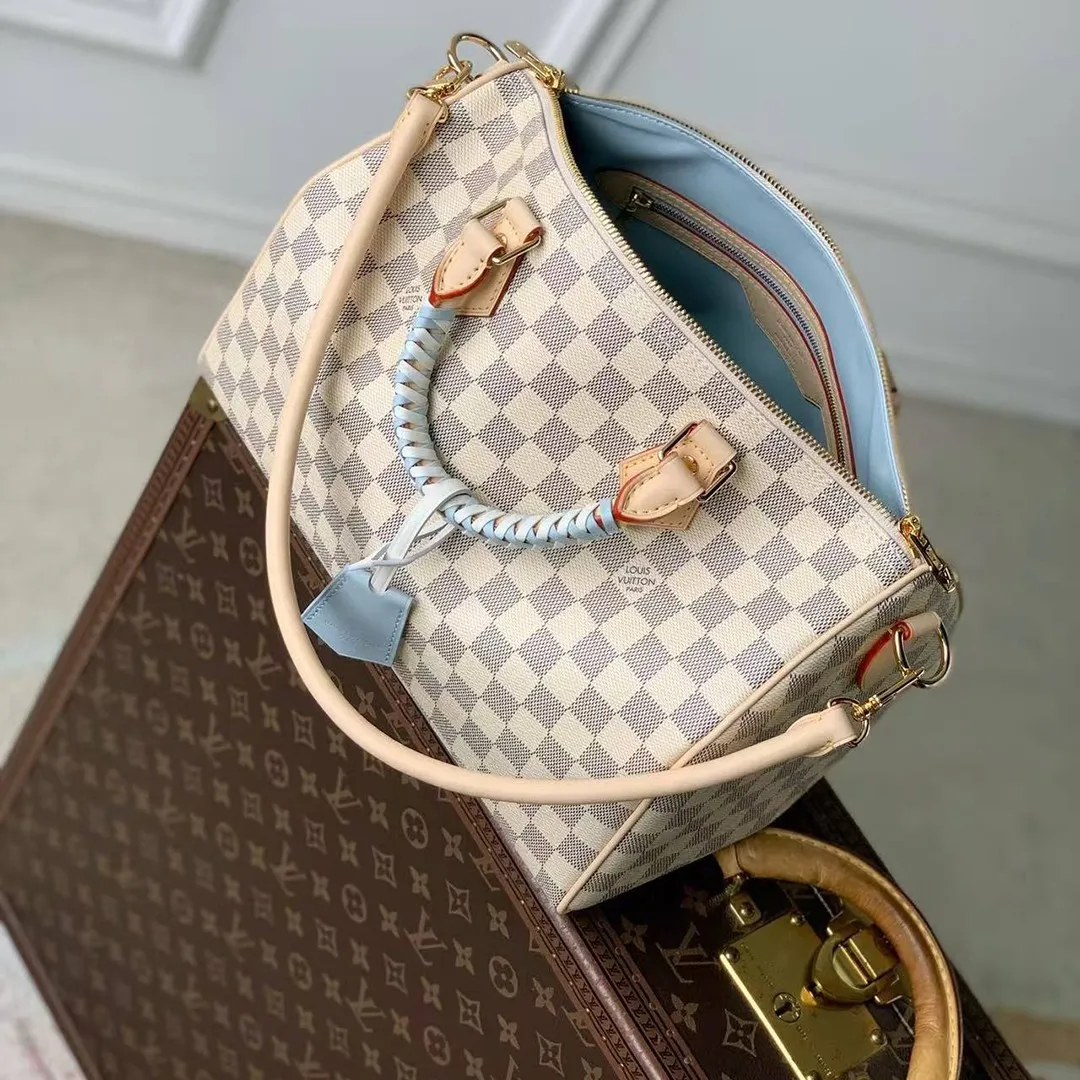 N40908 Speedy 30 Soft Bleu Olympe Damier Azur Coated Canvas