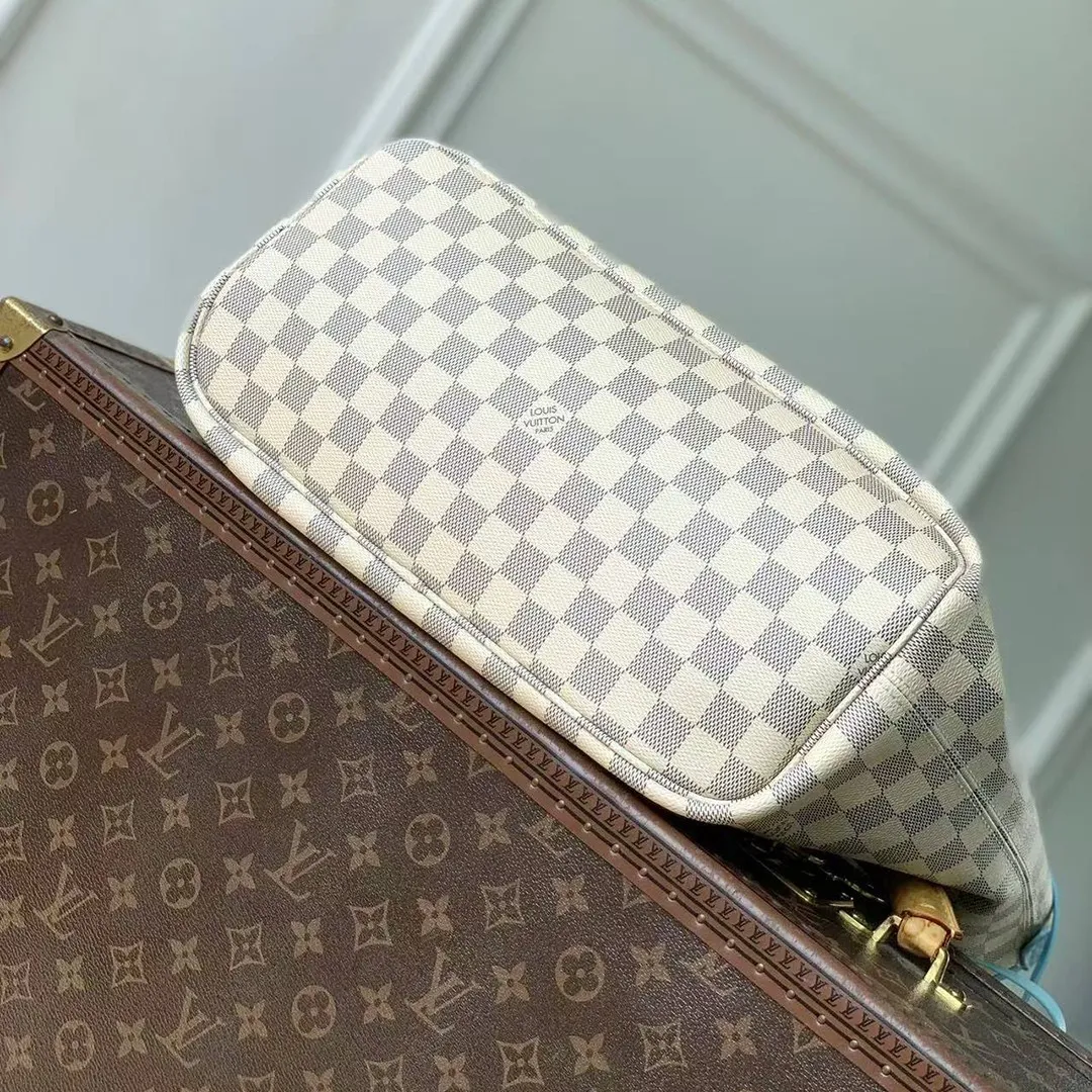 N40946 Neverfull Inside Out MM Bleu Olympe Damier Azur Coated Canvas