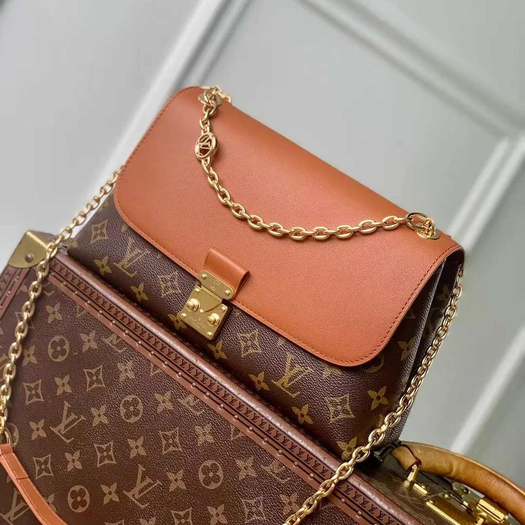 M28611 Madeleine PM Handbag Monogram Cognac Brown Coated Canvas