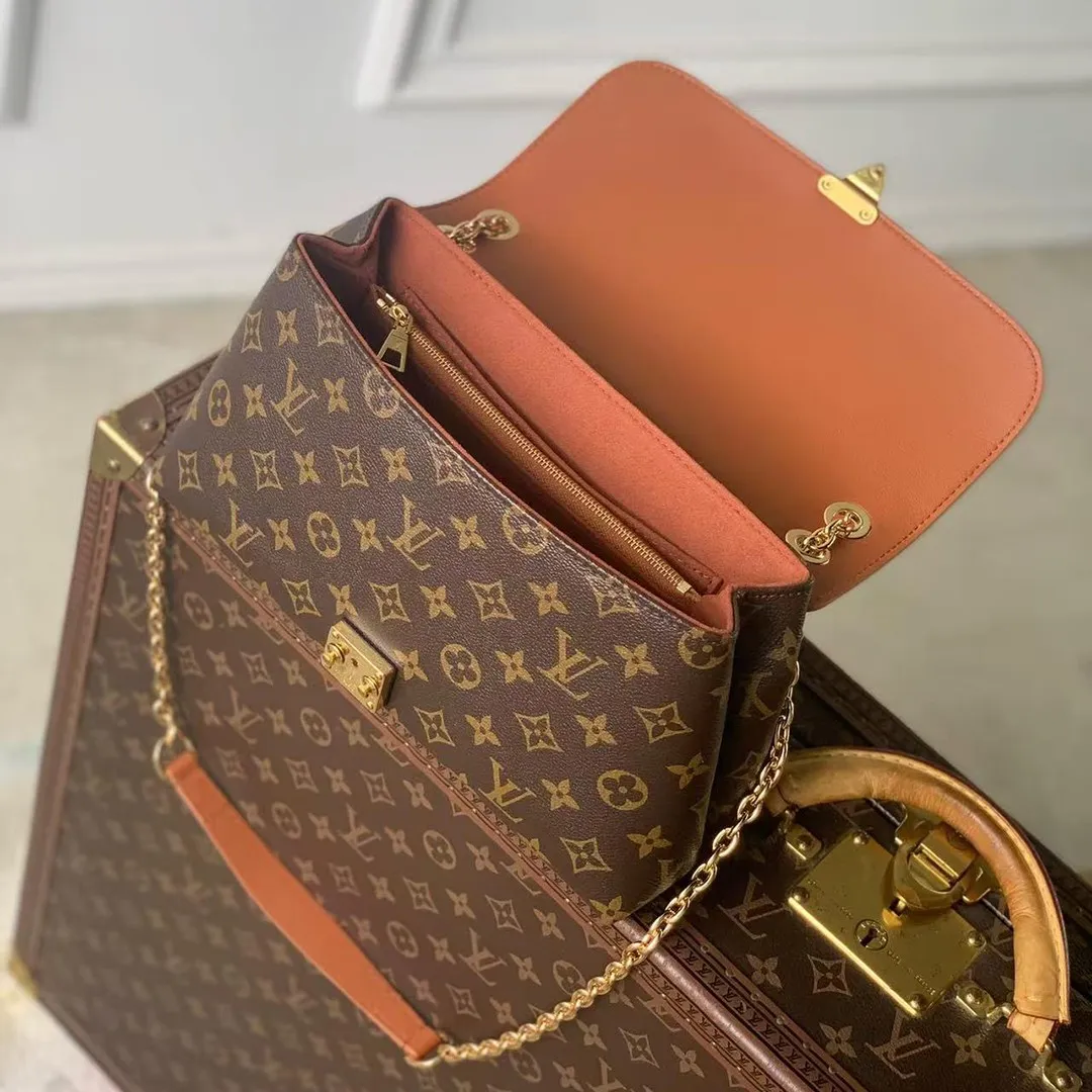 M28611 Madeleine PM Handbag Monogram Cognac Brown Coated Canvas
