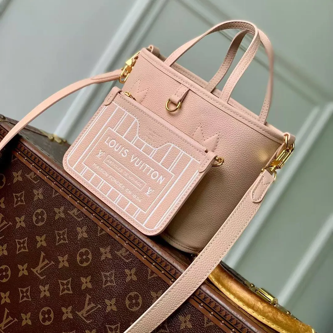 M25657 Reversible Neverfull Bandoulière Inside Out BB Monogram Limestone Cowhide Leather Monogram Coated Canvas