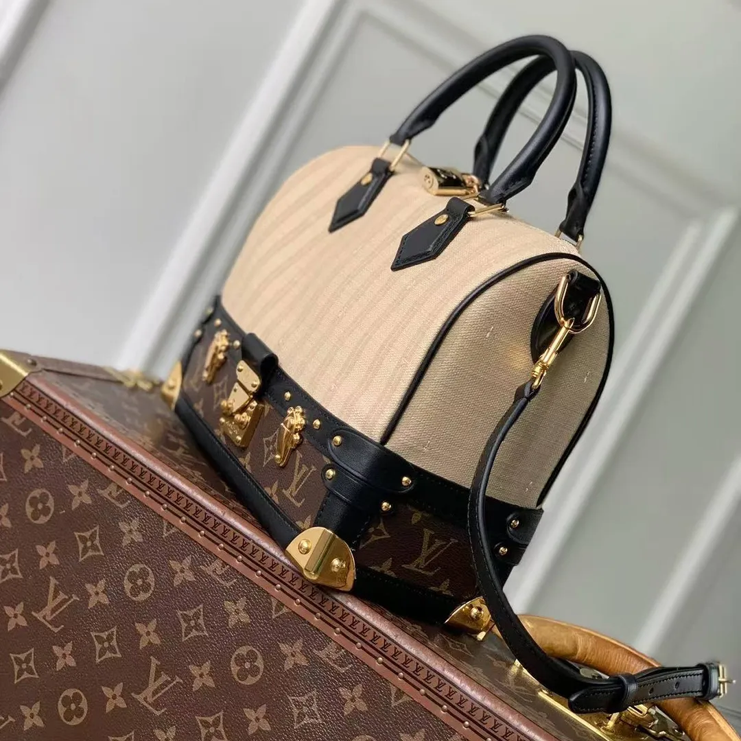 M28761 Speedy Bandoulière 22 Trunk Beige Monogram Coated Canvas and Textile