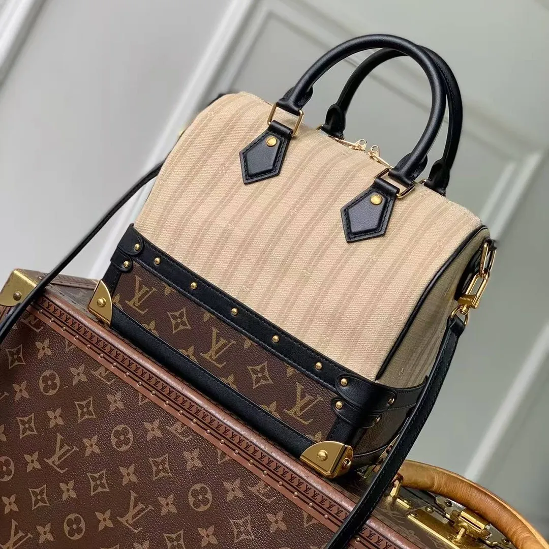 M28761 Speedy Bandoulière 22 Trunk Beige Monogram Coated Canvas and Textile