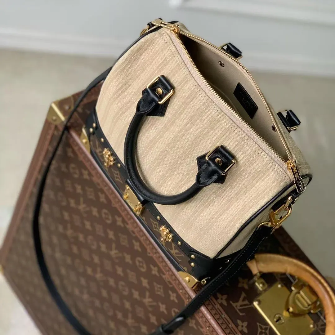 M28761 Speedy Bandoulière 22 Trunk Beige Monogram Coated Canvas and Textile