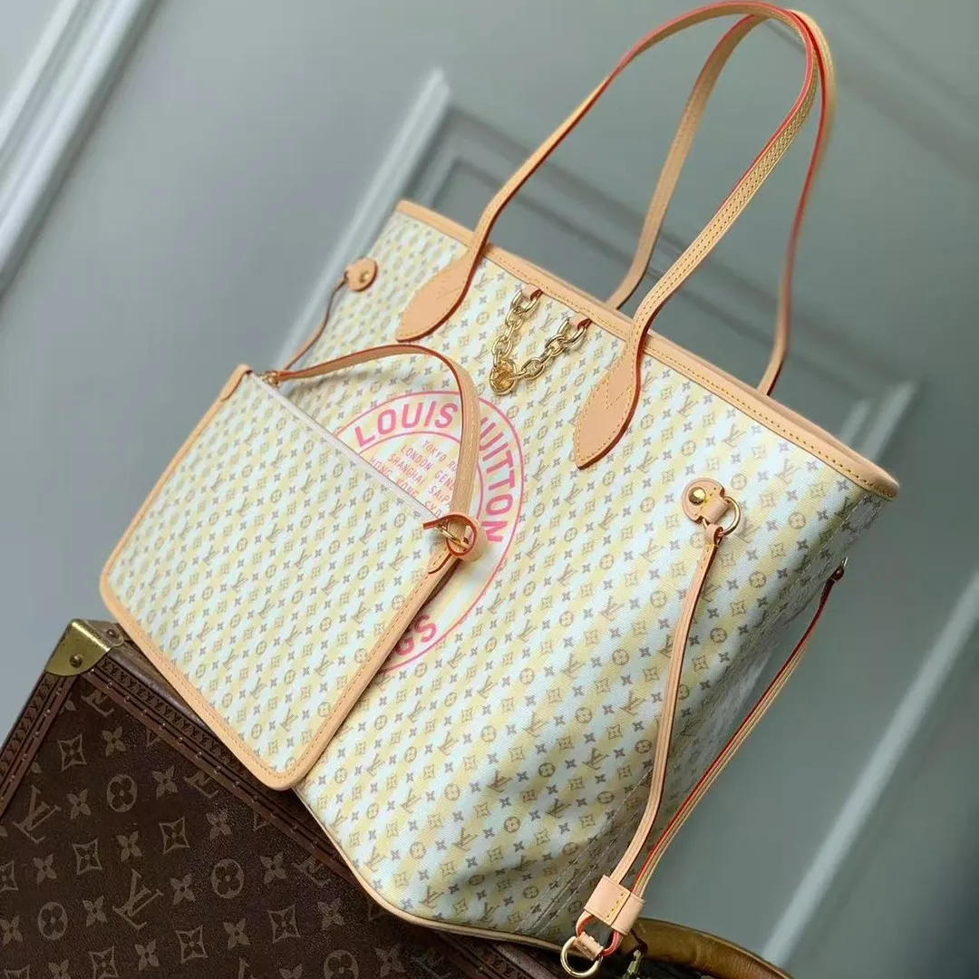 M28457 Neverfull MM Bags L.V Stamp Banane Monogram Coated Canvas