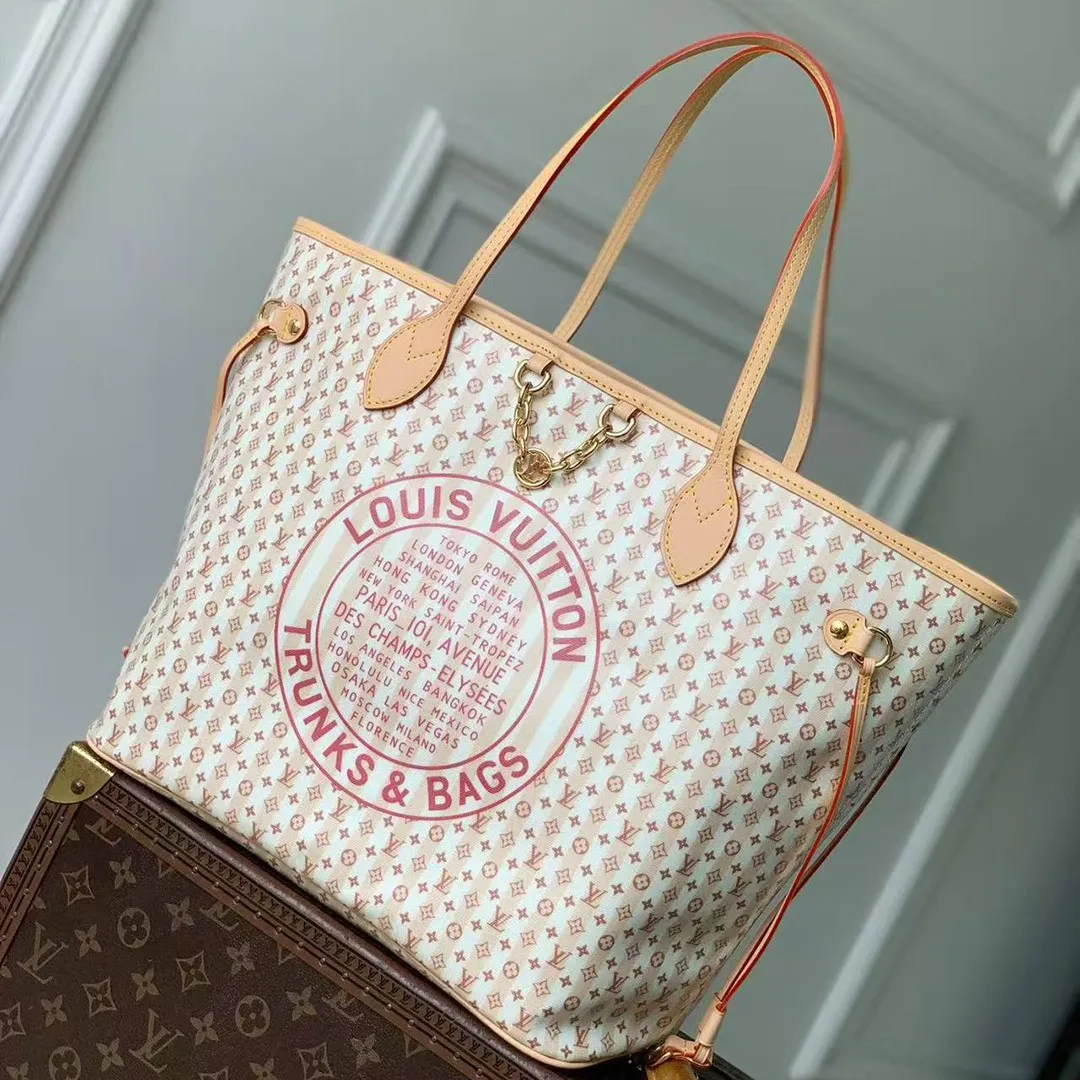 M29483 Neverfull MM Bags L.V Stamp Nude Rose Monogram Coated Canvas