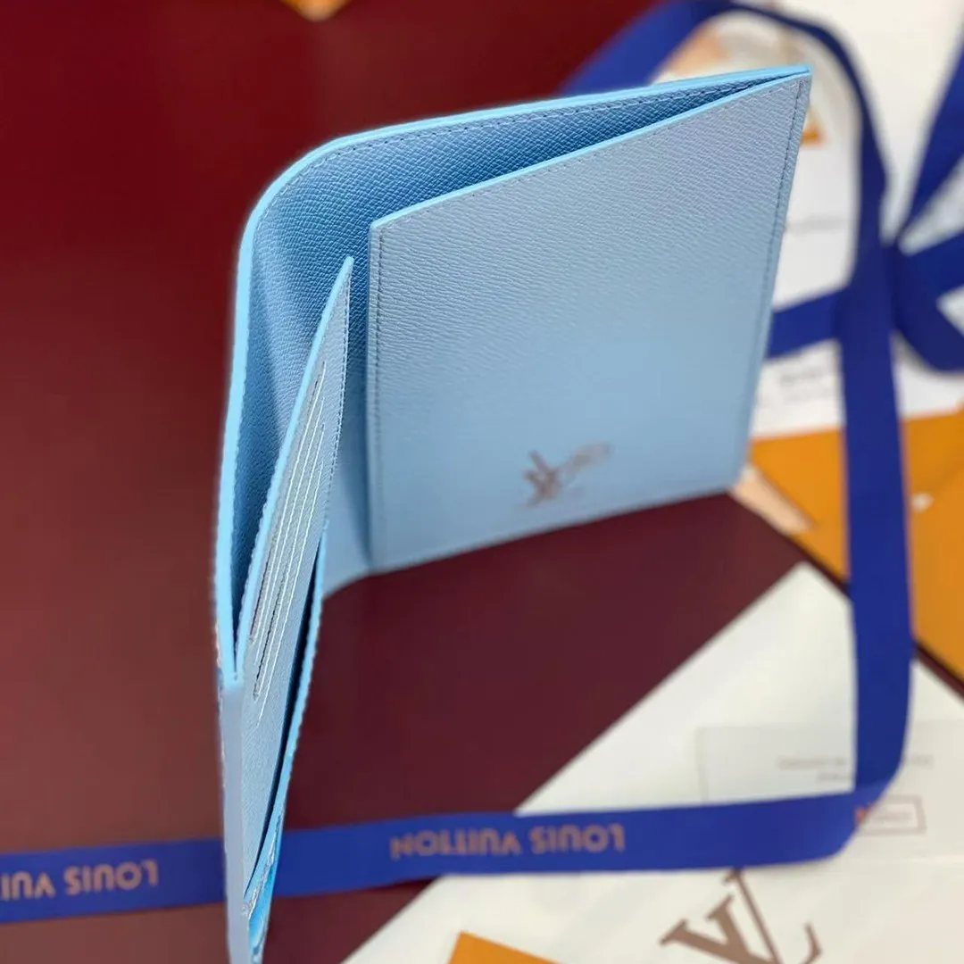 M28593 Passport Cover Frozen Blueberry Blue Travel Accessories Monogram Heritage Monogram Ice Cubes Coated Canvas