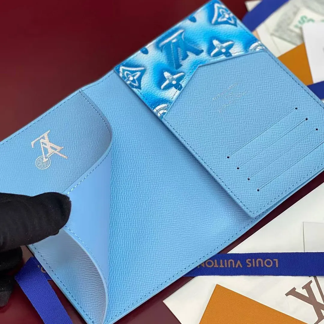 M28593 Passport Cover Frozen Blueberry Blue Travel Accessories Monogram Heritage Monogram Ice Cubes Coated Canvas