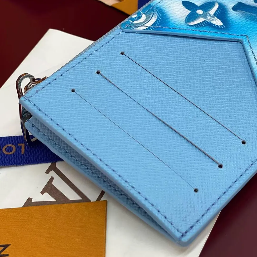 M28626 Coin Card Holder Frozen Blueberry Blue Travel Accessories Monogram Heritage Monogram Ice Cubes Coated Canvas