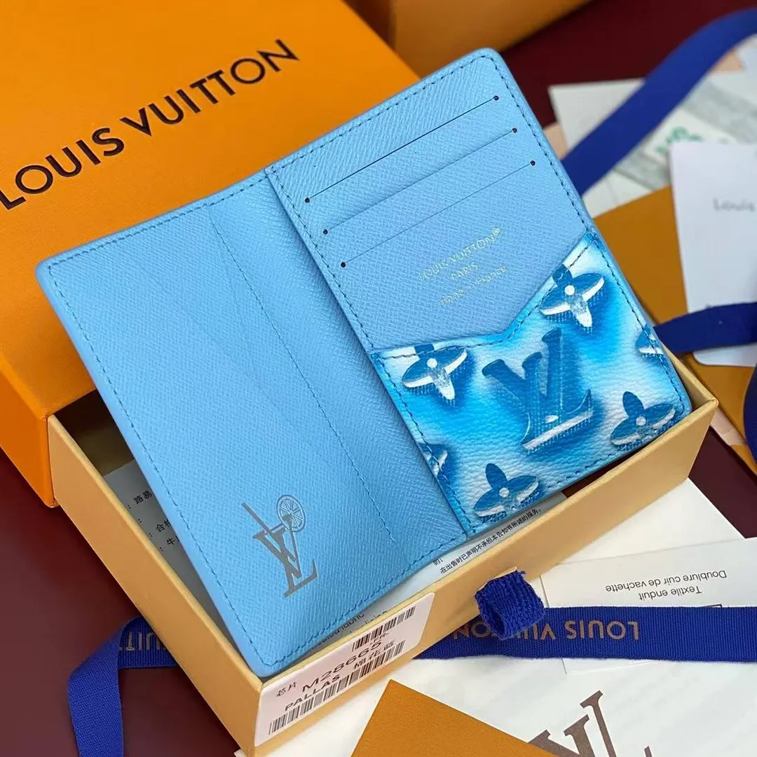 M28622 Pocket Organizer Frozen Blueberry Blue Travel Accessories Monogram Heritage Monogram Ice Cubes Coated Canvas
