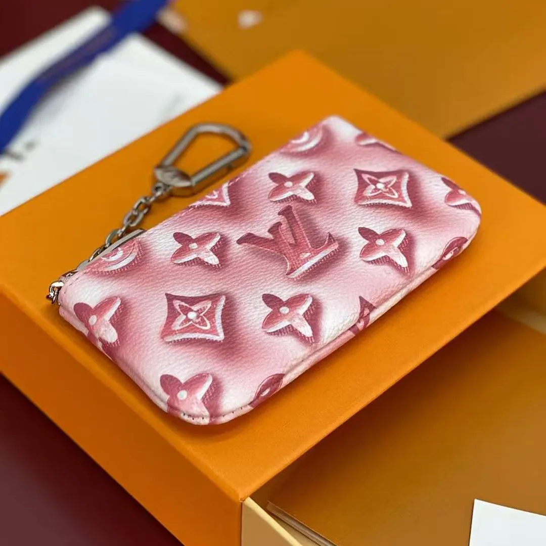 M28665 Pochette Clés XS Frozen Cotton Candy Pink Travel Accessories Monogram Heritage Monogram Ice Cubes Coated Canvas