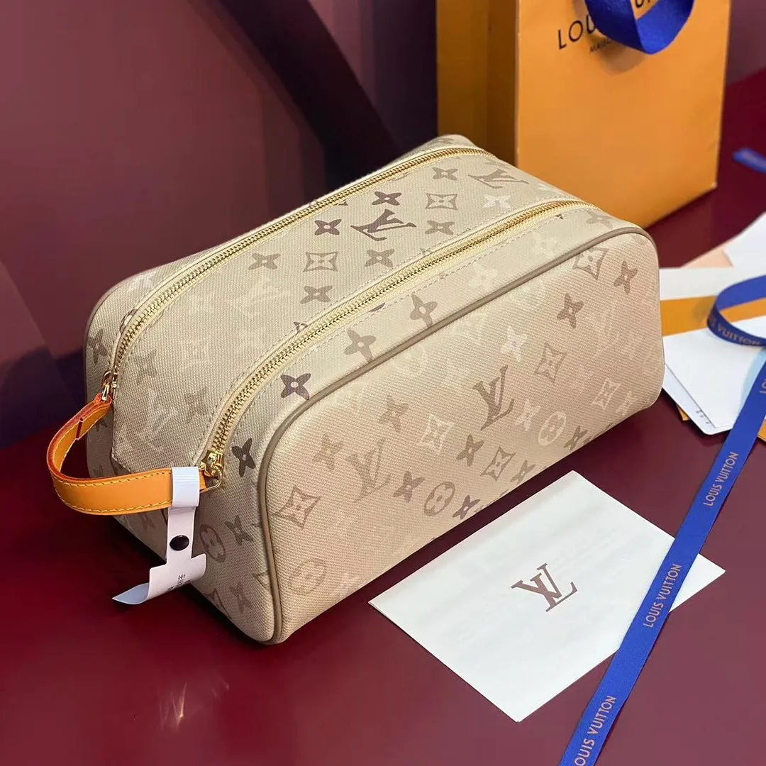 M29161 Dopp Kit Pouch Sand Beige Monogram Surplus Coated Canvas