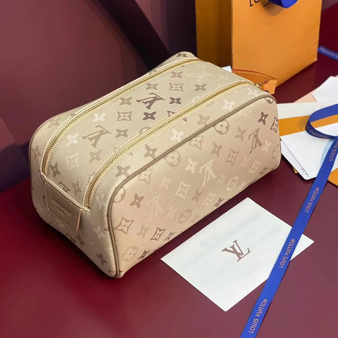 M29161 Dopp Kit Pouch Sand Beige Monogram Surplus Coated Canvas