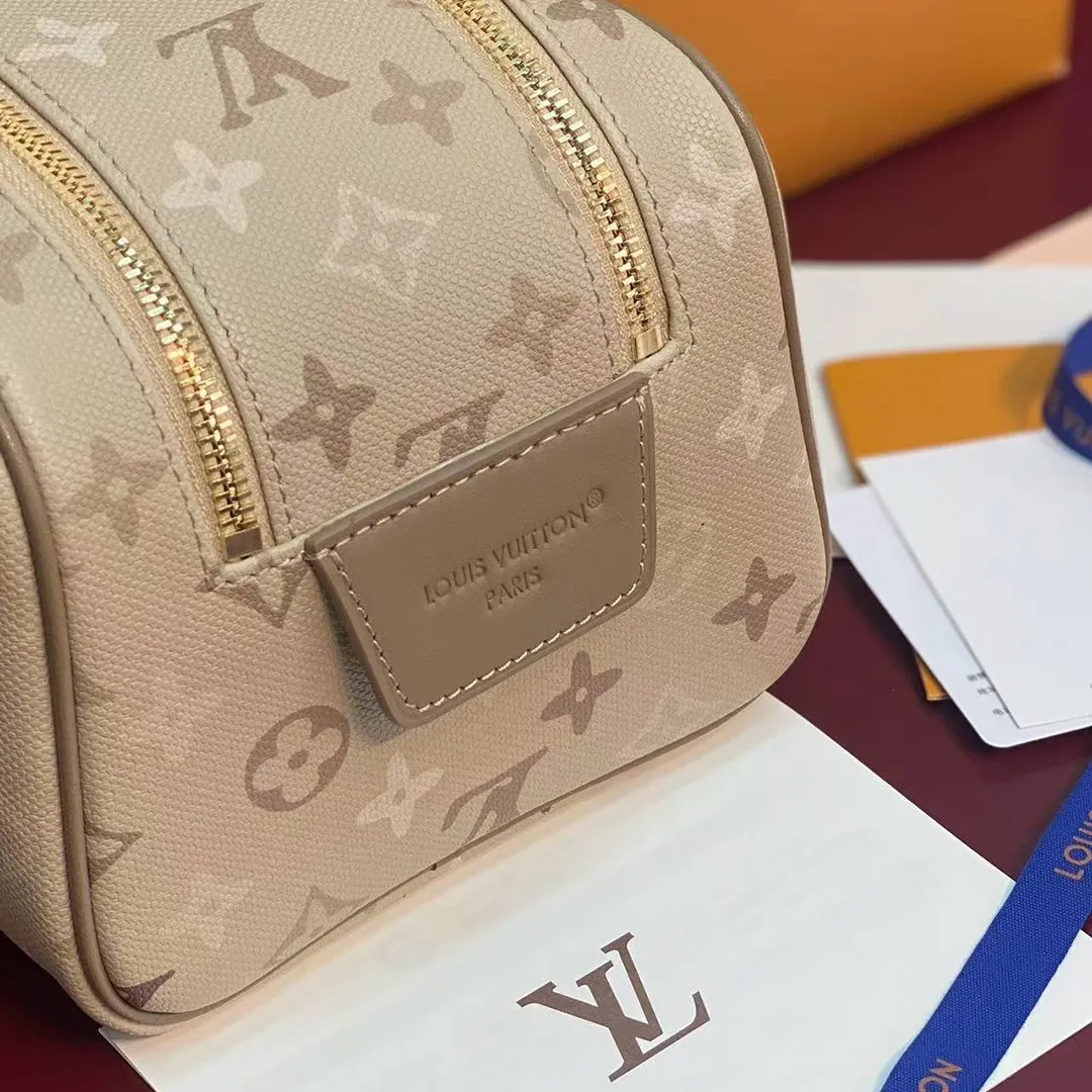 M29161 Dopp Kit Pouch Sand Beige Monogram Surplus Coated Canvas