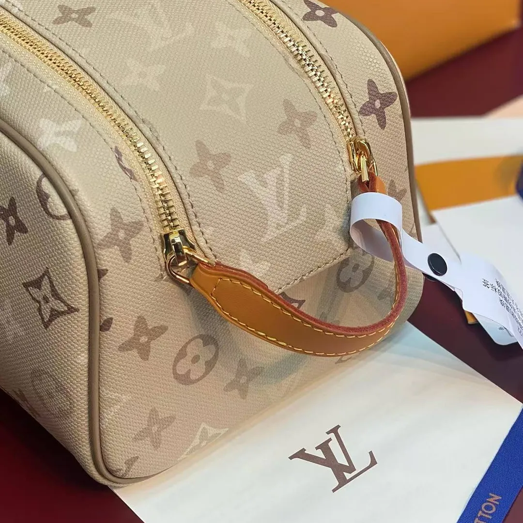 M29161 Dopp Kit Pouch Sand Beige Monogram Surplus Coated Canvas