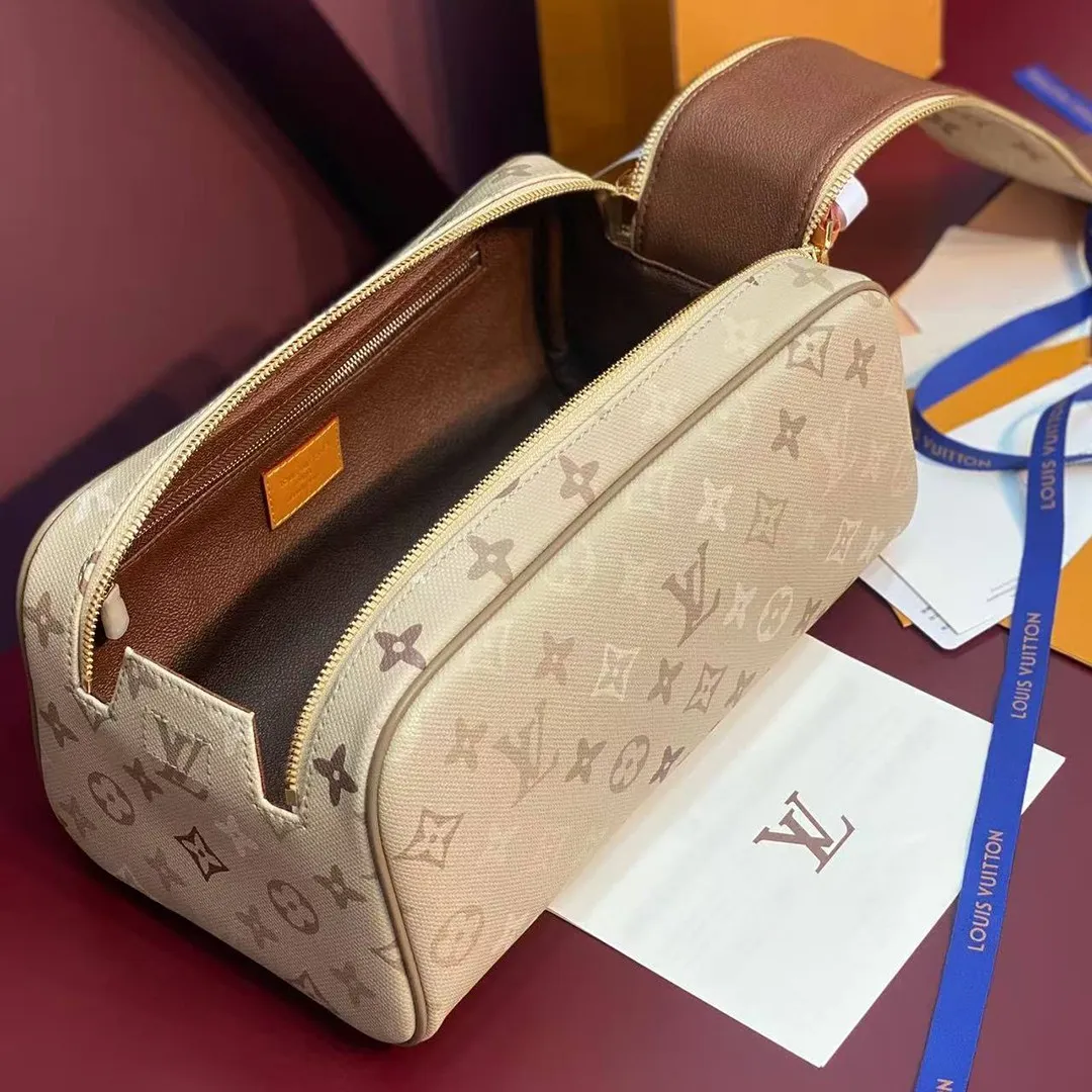 M29161 Dopp Kit Pouch Sand Beige Monogram Surplus Coated Canvas