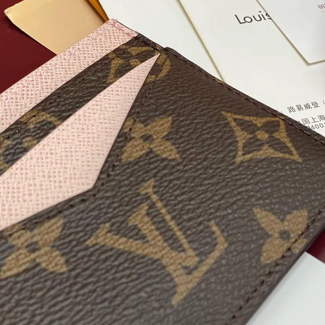 M28233 Triple Card Holder Monogram Rose Confetti Coated Canvas