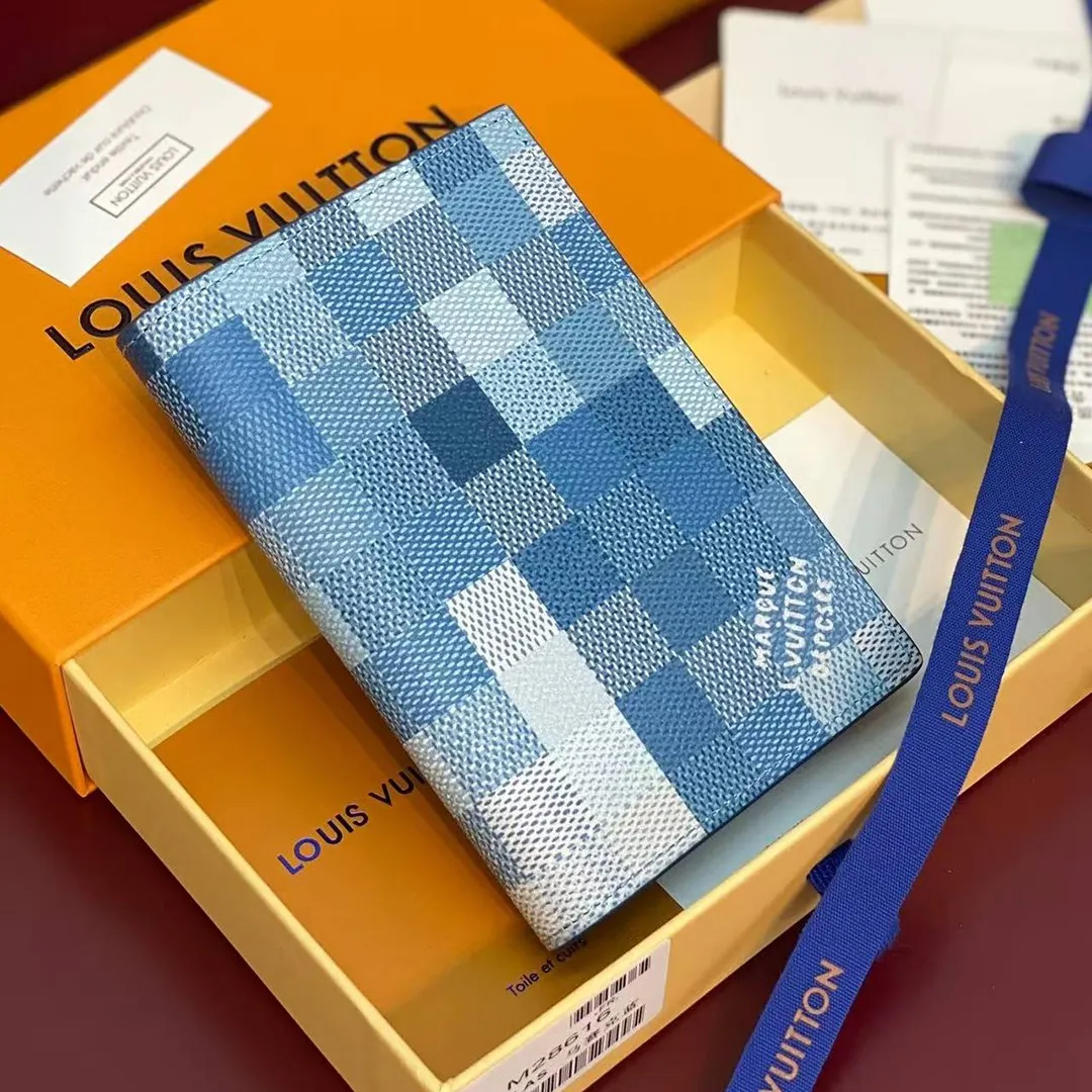 M28616 Passport Cover Indigo Blue Damoflage Coated Canvas