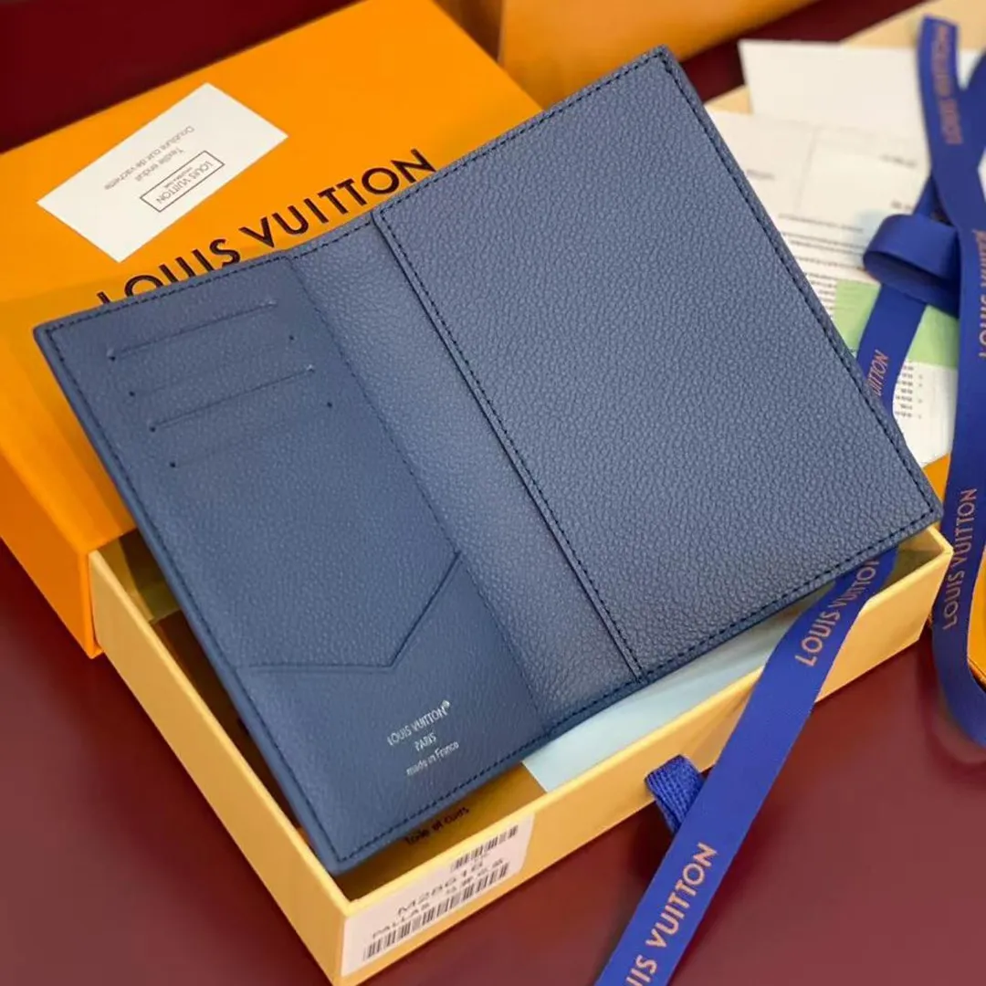 M28616 Passport Cover Indigo Blue Damoflage Coated Canvas