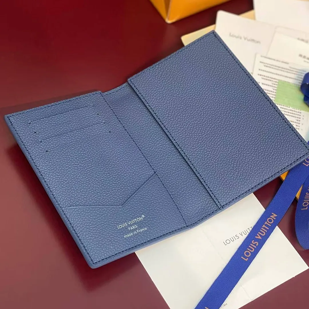 M28616 Passport Cover Indigo Blue Damoflage Coated Canvas