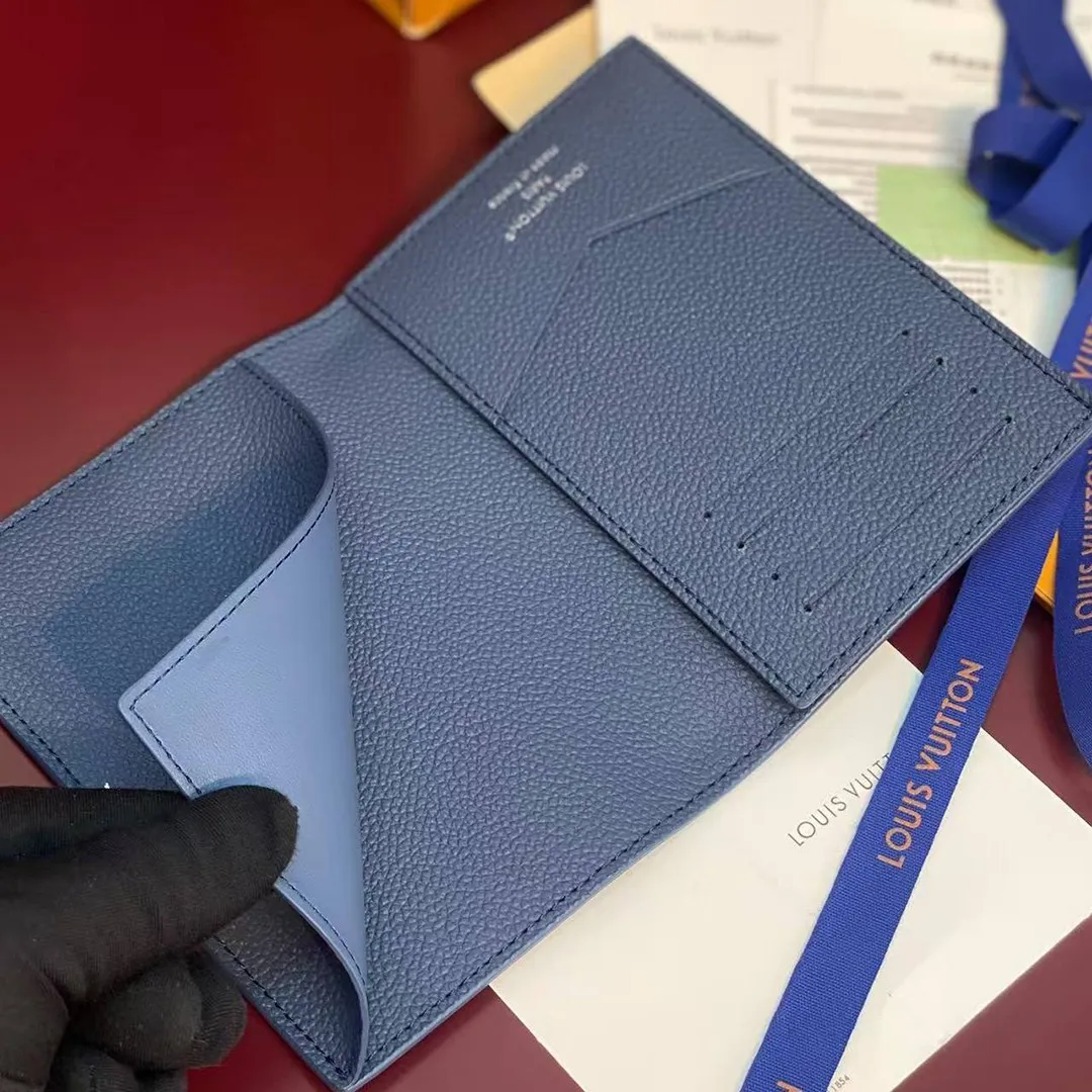 M28616 Passport Cover Indigo Blue Damoflage Coated Canvas