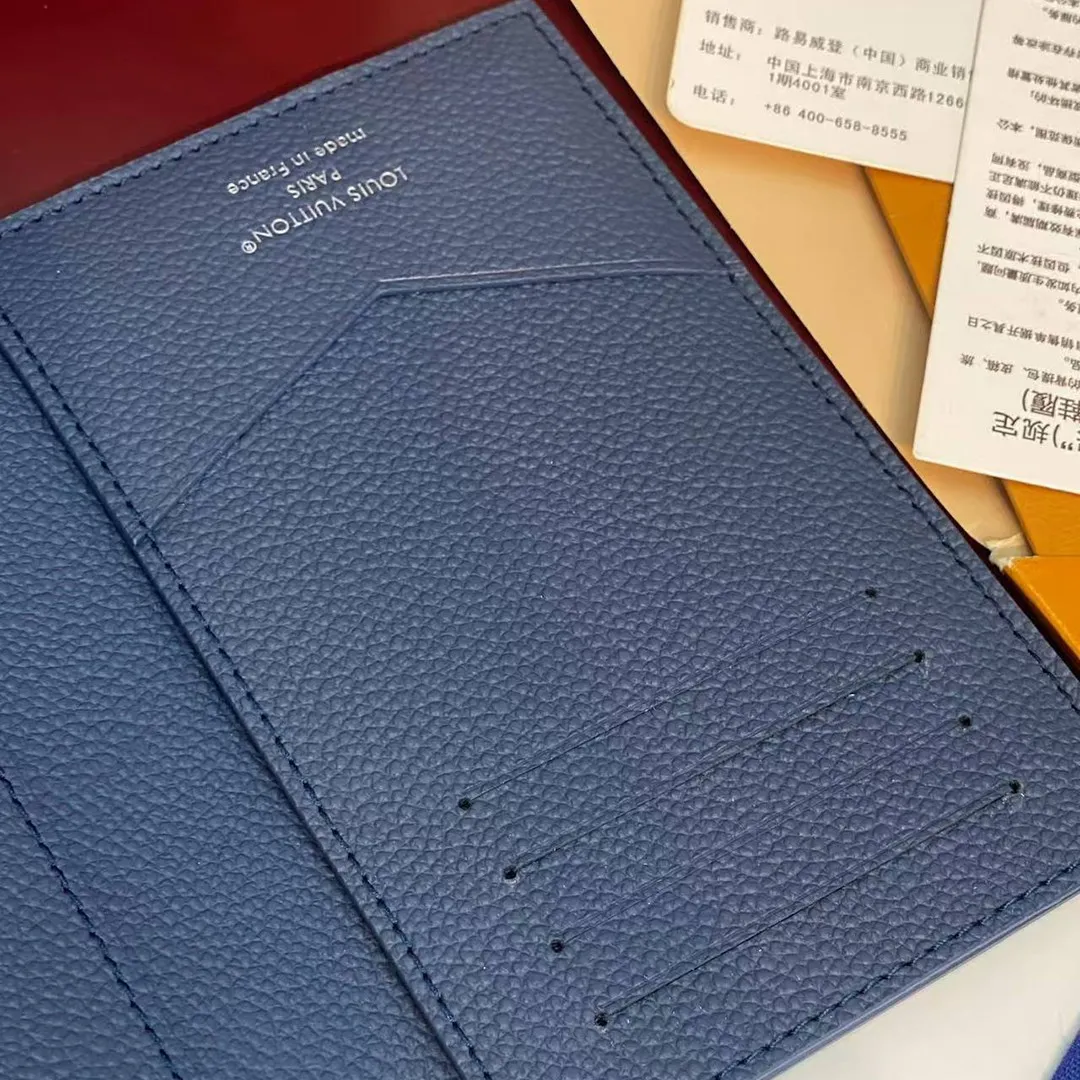 M28616 Passport Cover Indigo Blue Damoflage Coated Canvas