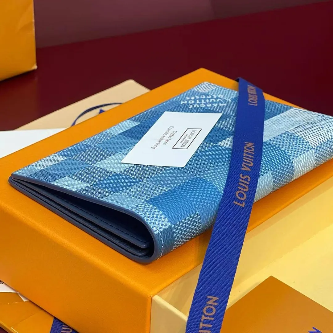 M28616 Passport Cover Indigo Blue Damoflage Coated Canvas