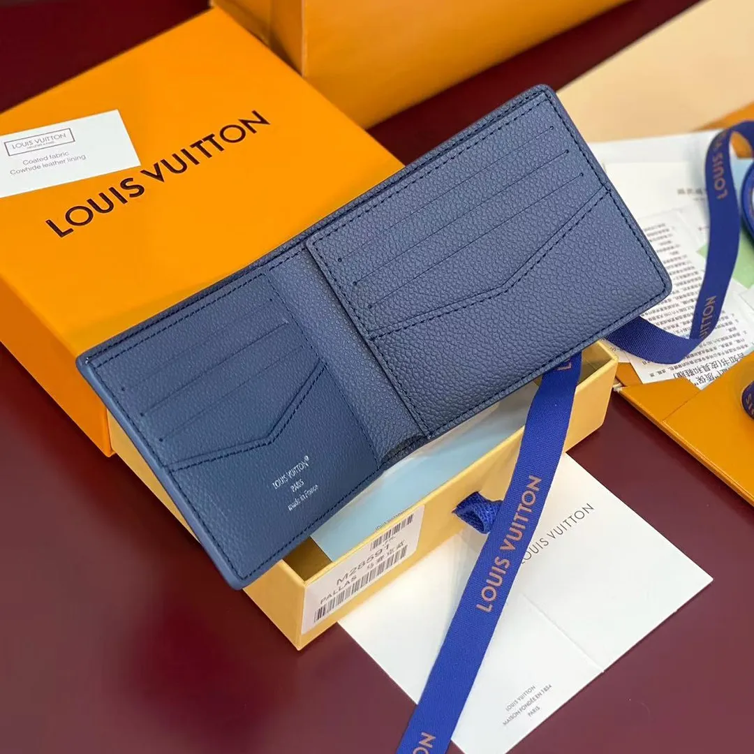 M28591 Slender Wallet Indigo Blue Damoflage Coated Canvas