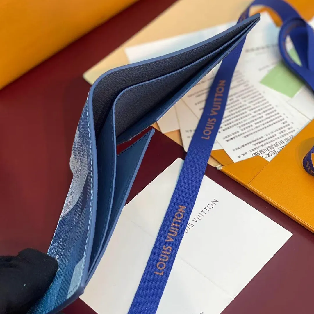 M28591 Slender Wallet Indigo Blue Damoflage Coated Canvas