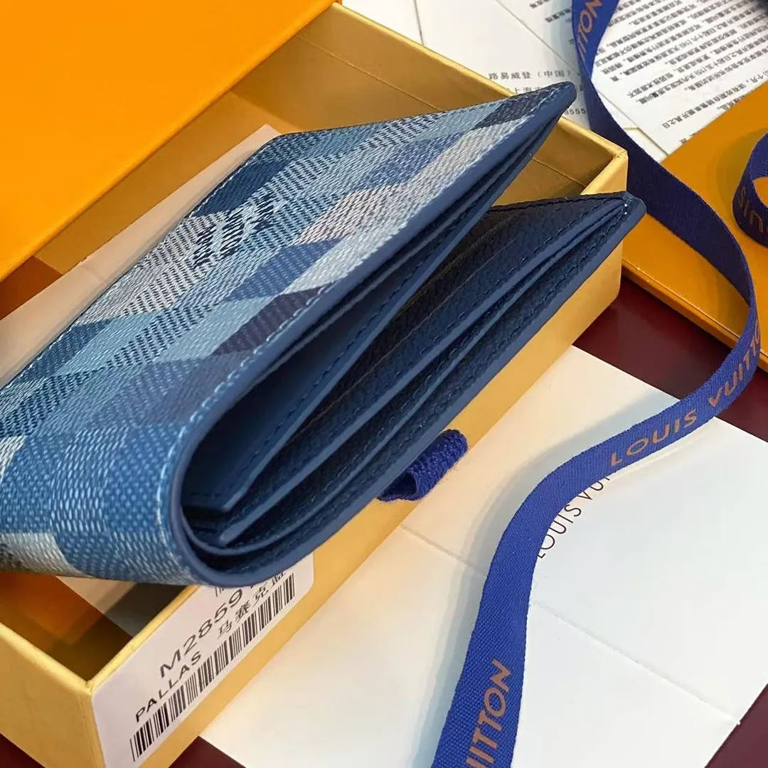 M28591 Slender Wallet Indigo Blue Damoflage Coated Canvas
