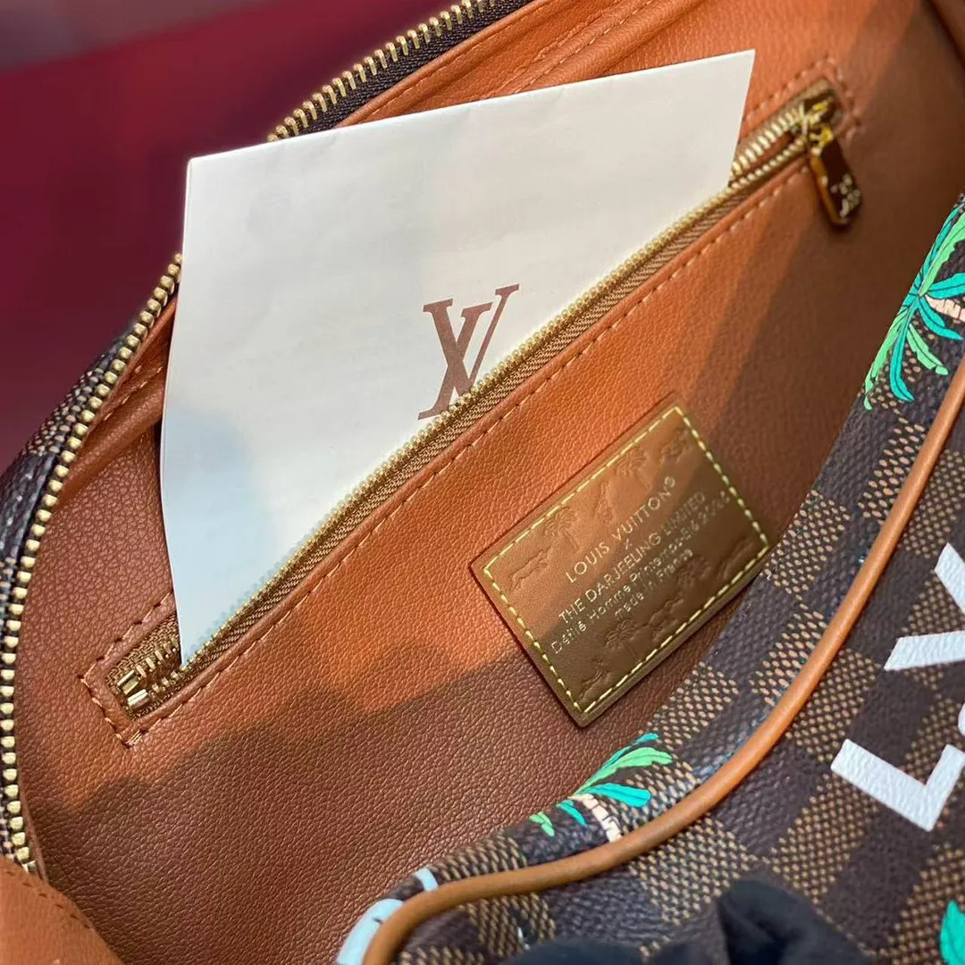 N40889 L.V x The Darjeeling Limited Dopp Kit Canvas Brown Damier Ebene Heritage Coated Canvas