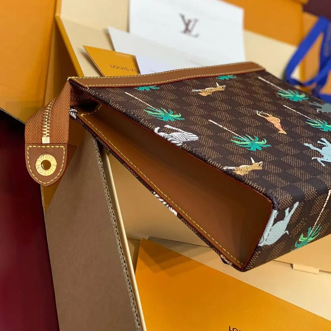 N40897 Pochette Voyage MM x The Darjeeling Limited Brown Damier Ebene Heritage Coated Canvas