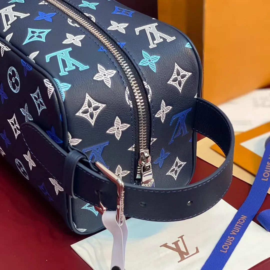 M28835 Locker Dopp Kit Navy Blue Monogram Shadow Calfskin Leather