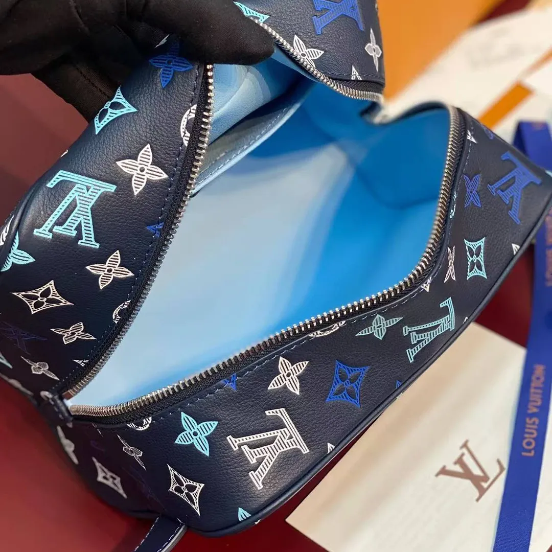 M28835 Locker Dopp Kit Navy Blue Monogram Shadow Calfskin Leather