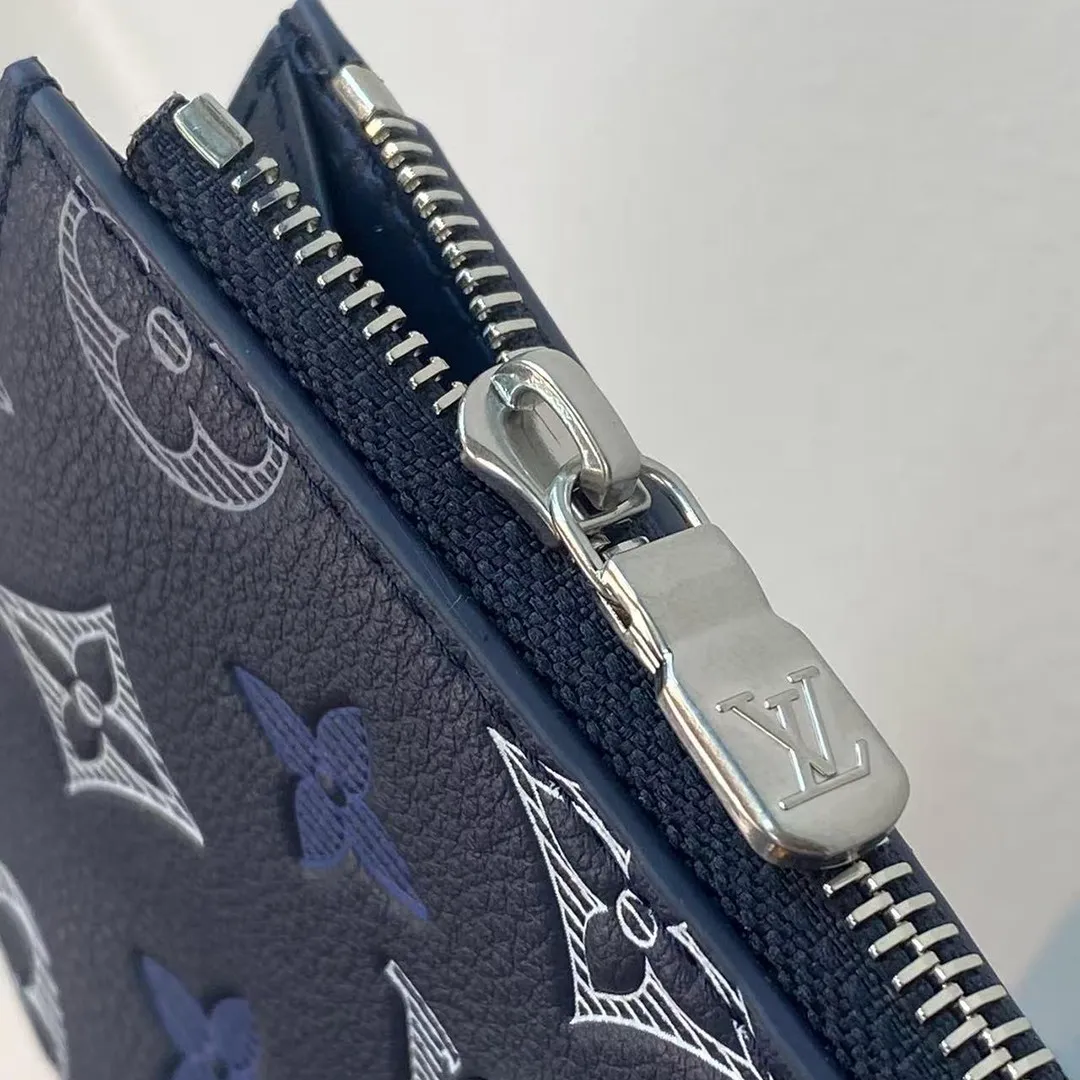 M29130 Victor Wallet Navy Blue Monogram Shadow Calfskin Leather