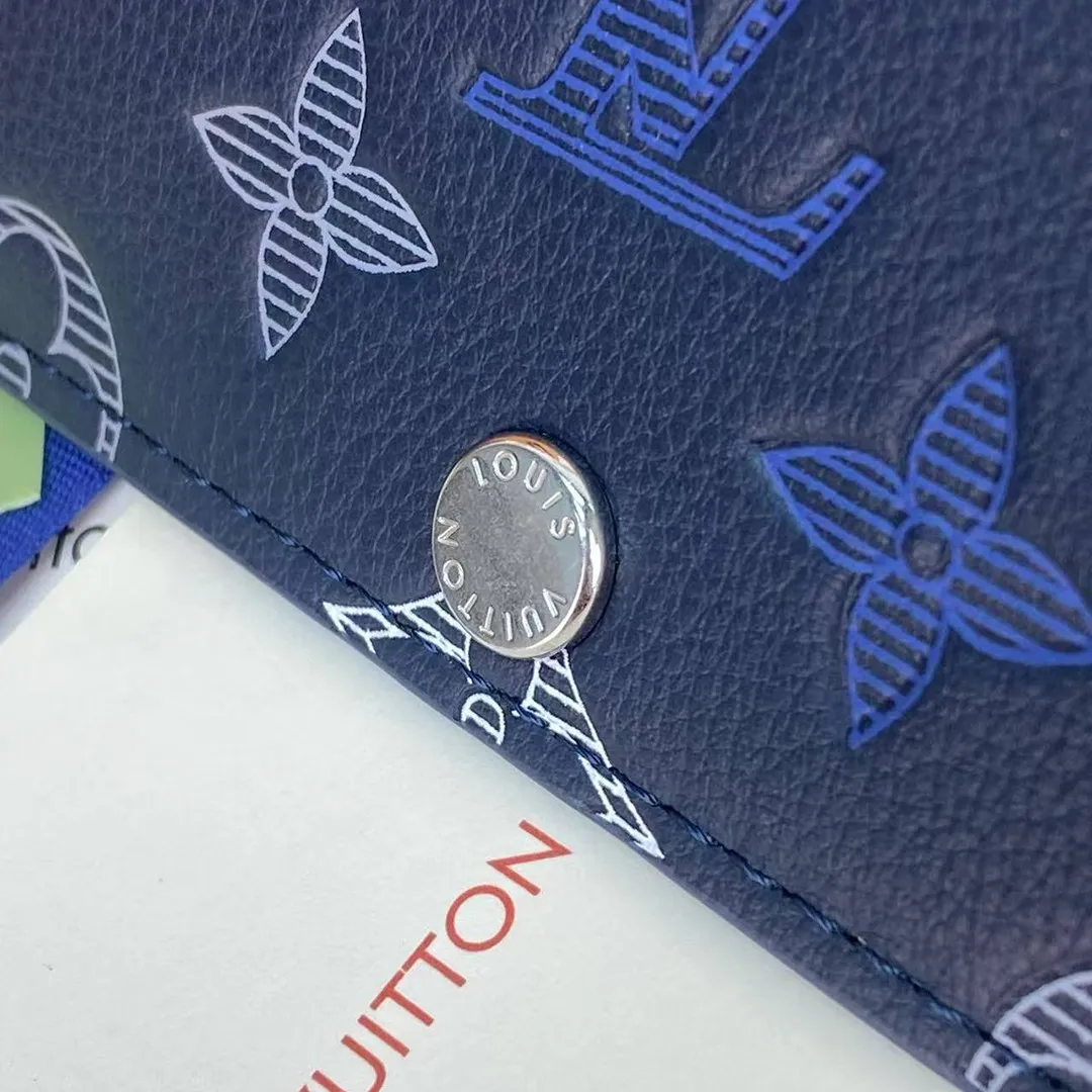 M29130 Victor Wallet Navy Blue Monogram Shadow Calfskin Leather
