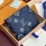 M29137 Multiple Wallet Navy Blue Monogram Shadow Calfskin Leather - M25957 2 M29137 Multiple Wallet Navy Blue Monogram Shadow Calfskin Leather