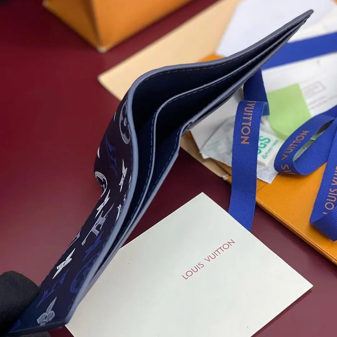 M29137 Multiple Wallet Navy Blue Monogram Shadow Calfskin Leather